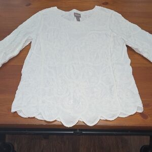 Chico's White Textured Women's Blouse